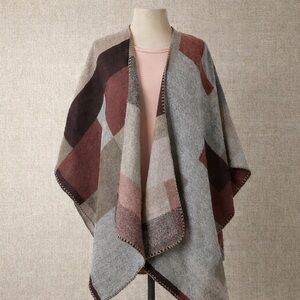 LOFT Brown Pink Gray Warm Wrap